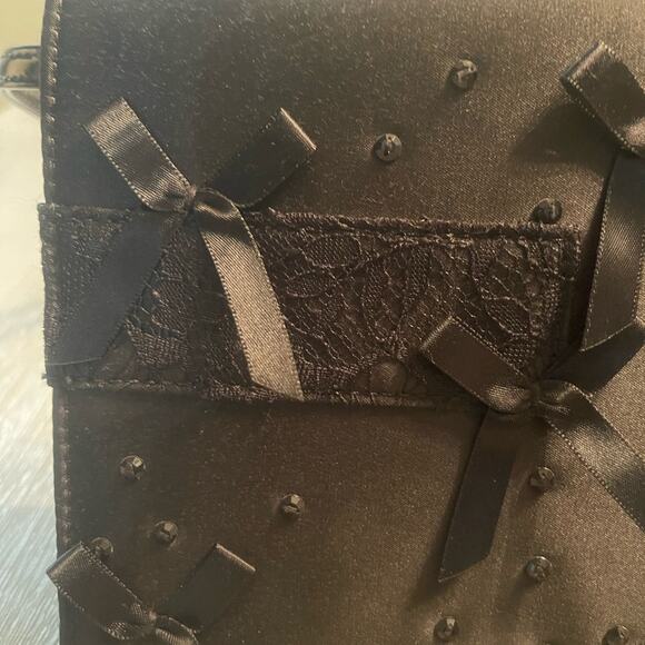 Prabal Gurung Neiman Marcus Black Lace Bows Sequins Evening Clutch Purse Girly - Picture 3 of 13